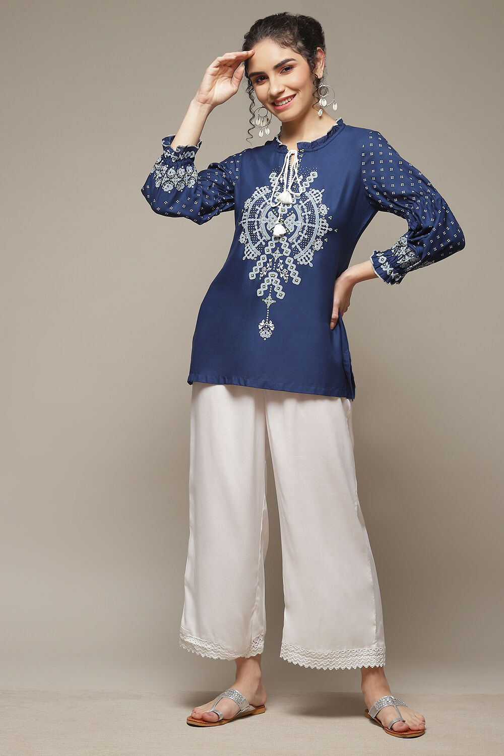 Buy White LIVA Palazzo 1N by Rangriti